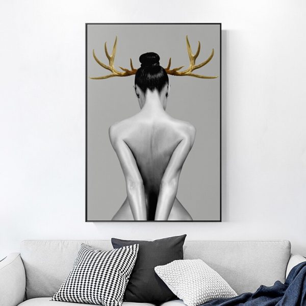 תמונה מודרני שחור ולבן זהב סקסי אישה  1